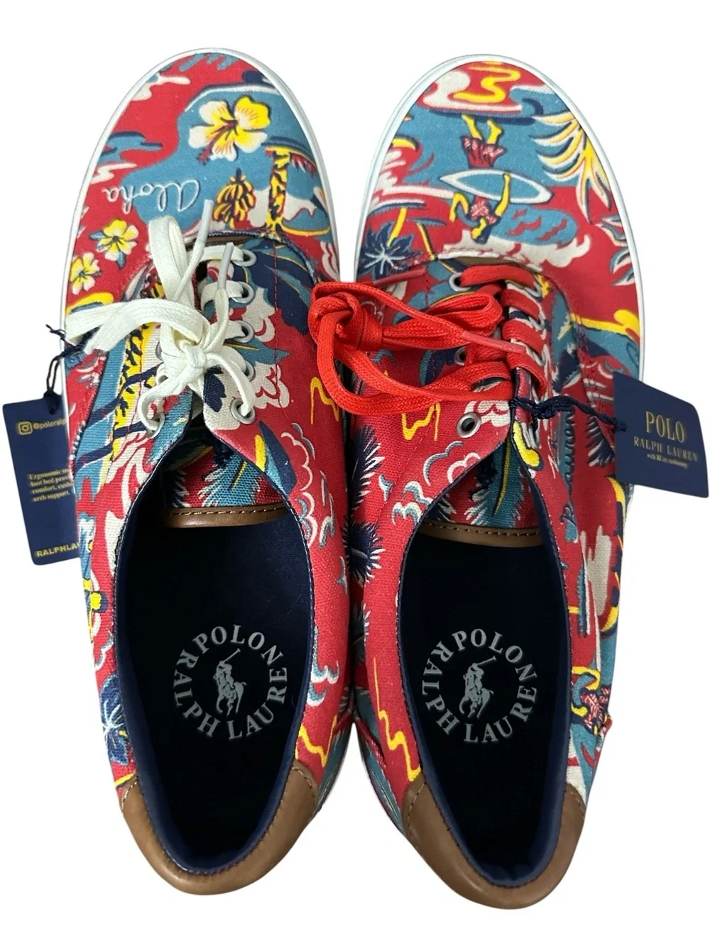 Polo Ralph Lauren Men’s Thornton III Aloha Low Top Hawaiian Canvas Sneakers 10